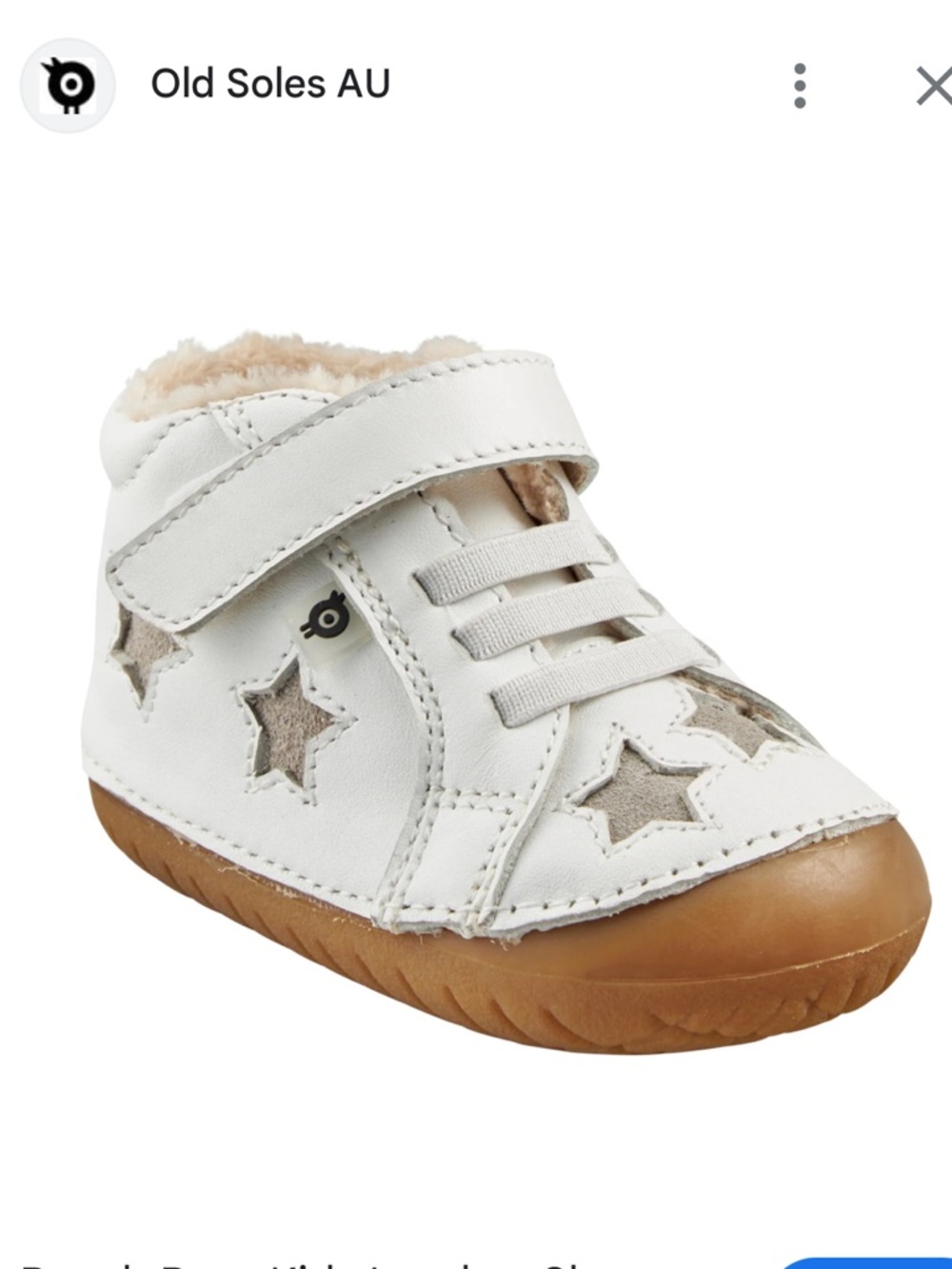 Old Soles Reach Pave White Leather Star Baby Sneakers with Tan Sole size 8